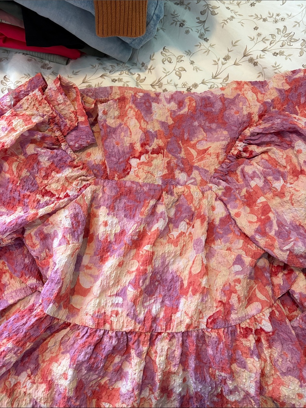 Women’s Pink & Purple Floral Ruffle Dress